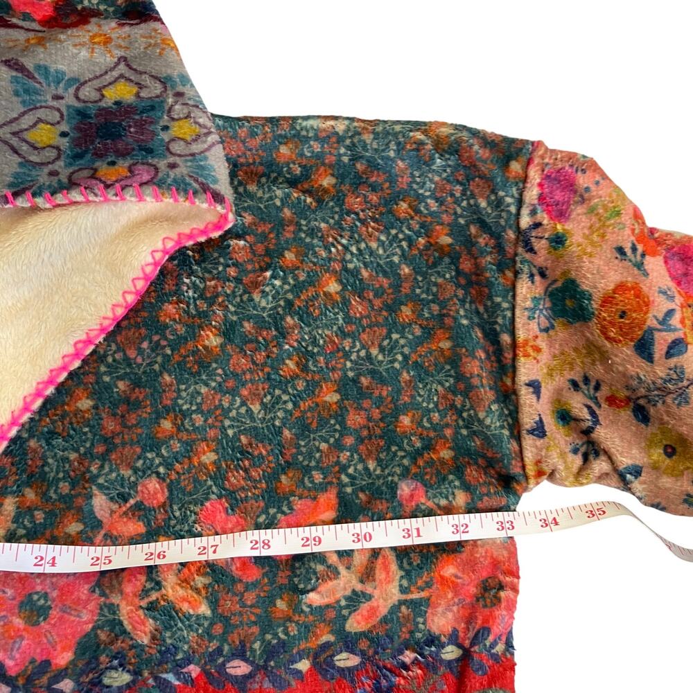 Natural Life Sz S/M Cozy Blanket Kimono Patchwork Floral Print Hood & Pockets - Picture 14 of 16